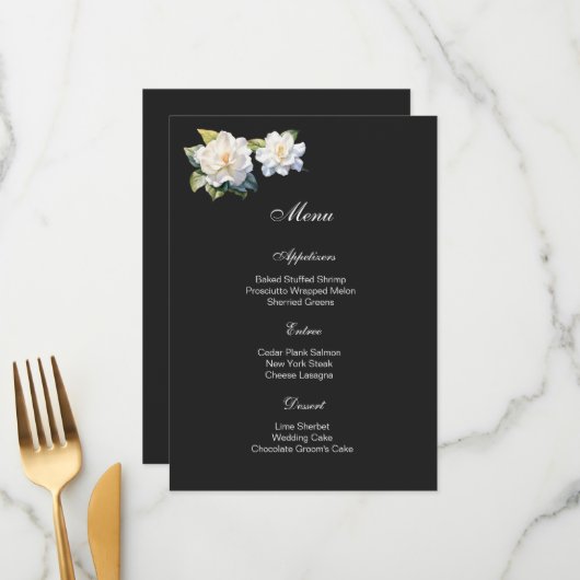 Gardenia Bloemen Menu Kaart (Voorkant / Achterkant in situ)