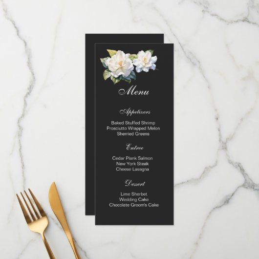 Gardenia Bloemen Menu Kaart (Voorkant / Achterkant in situ)