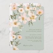 Gardenia Blush Waterverf Abstracte Floral Mint Kaart (Voorkant / Achterkant)