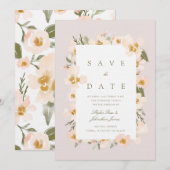 Gardenia Blush Waterverf Abstracte Floral roze Save The Date (Voorkant / Achterkant)