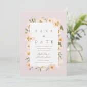 Gardenia Blush Waterverf Abstracte Floral roze Save The Date (Staand voorkant)