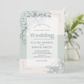 Gardenia Botanical Sage Green Modern Wedding Kaart (Staand voorkant)