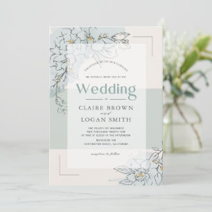 Gardenia Botanical Sage Green Modern Wedding Kaart