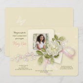 Gardenia en Vlinders Foto Communie Kaart (Voorkant / Achterkant)