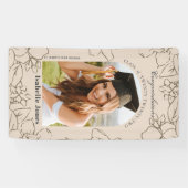 Gardenia Floral Arch Tan Photo Afstuderen Banner (Horizontaal)