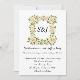 Gardenia Floral Monogram Wedding Kaart