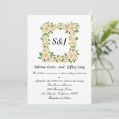 Gardenia Floral Monogram Wedding Kaart (Staand voorkant)
