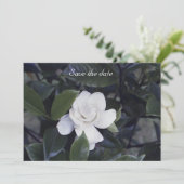 Gardenia Floral Save The Date Kaart (Staand voorkant)