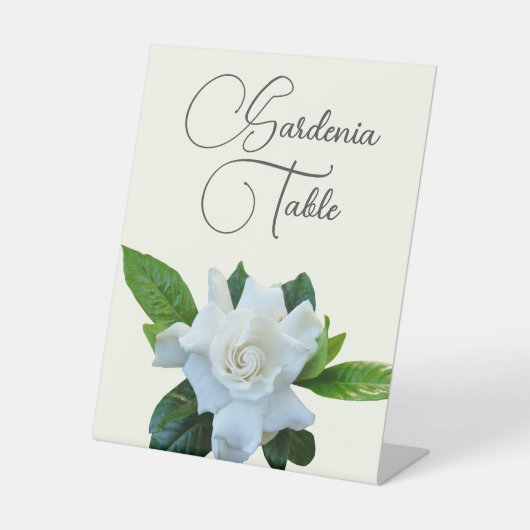 Gardenia Flower Wedding Table Name of Number Pedes Reclamebord Met Voetstuk (Voorkant)