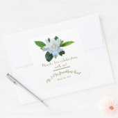Gardenia Greenery Full Bloom Wedding Vierkante Sticker (Envelop)
