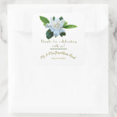Gardenia Greenery Full Bloom Wedding Vierkante Sticker (Tas)