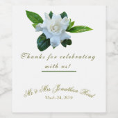 Gardenia Greenery Full Bloom Wedding Wijn Etiket (Enkel label)