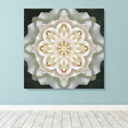 Gardenia Inner Glow Mandala Canvas Print (Insitu (Houten vloer))