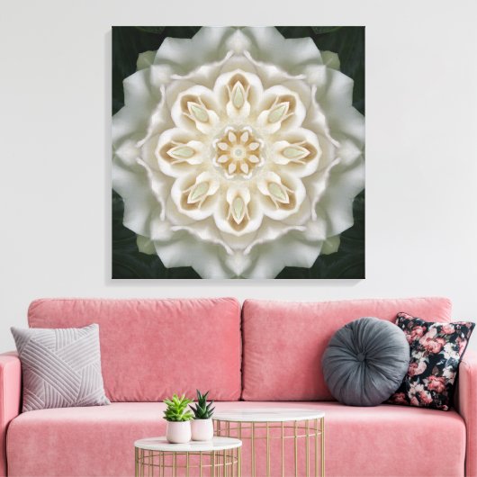 Gardenia Inner Glow Mandala Canvas Print (Insitu (Woonkamer))
