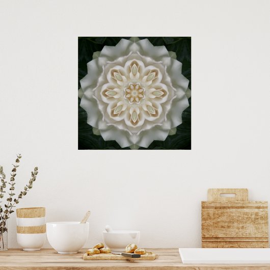 Gardenia Inner Glow Mandala Poster Print (Keuken)