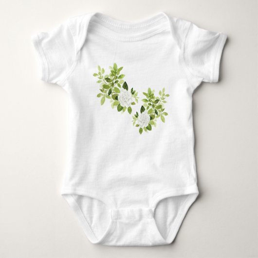 Gardenia jasmine florale waterverf baby romper (Voorkant)