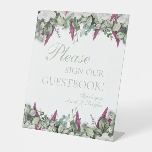 Gardenia / Sage Guestbook Snapdragon Reclamebord Met Voetstuk (Voorkant)