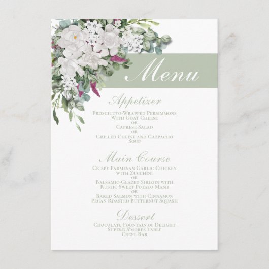 Gardenia / Snapdragon 4.5" x 6.25" Sage Menu (Voorkant)