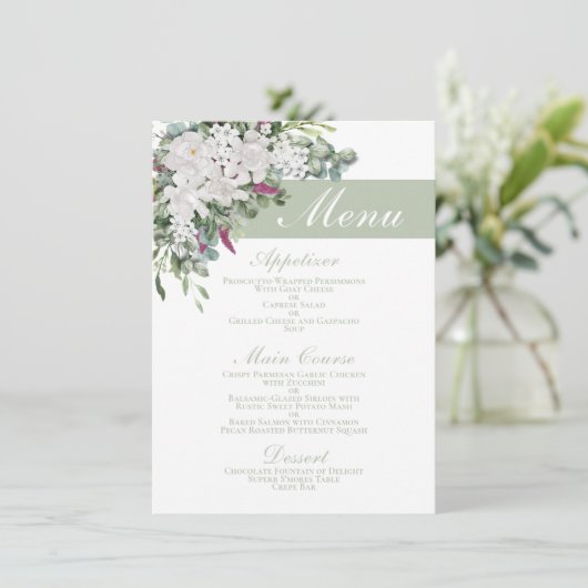 Gardenia / Snapdragon 4.5" x 6.25" Sage Menu (Staand voorkant)