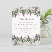 Gardenia/Snapdragon Paars Save the Date Kaart (Staand voorkant)