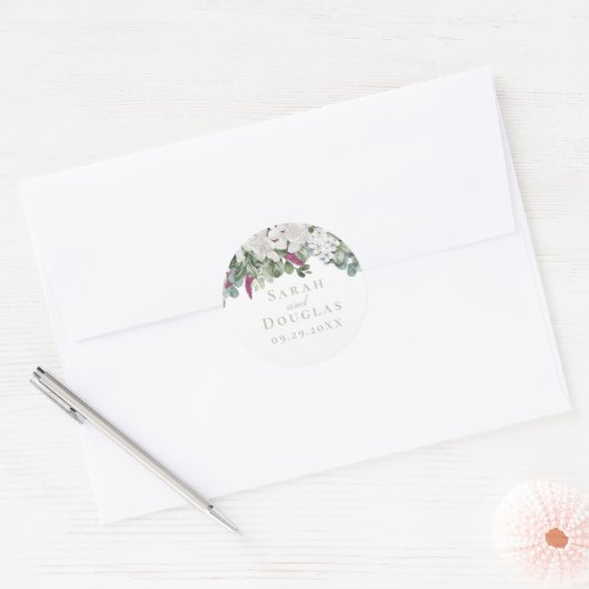 Gardenia/Snapdragon Sage Wedding Sticker (Envelop)