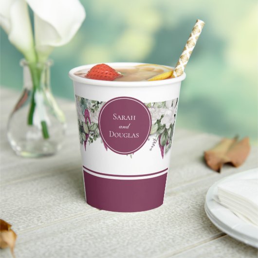 Gardenia/Snapdragon Wedding Paars Paper Cup Papieren Bekers (Insitu)