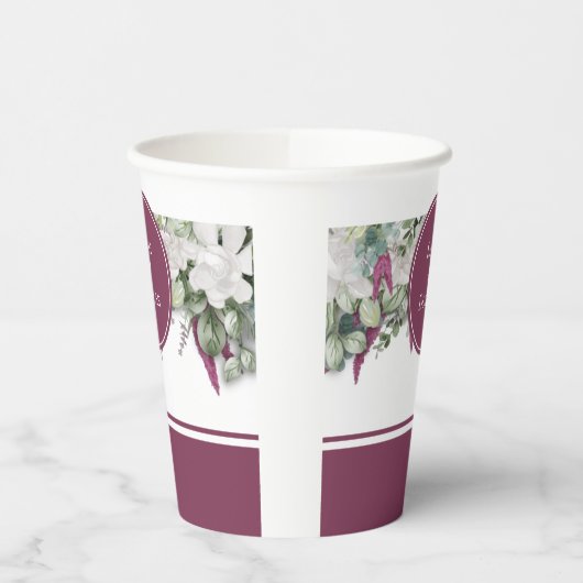 Gardenia/Snapdragon Wedding Paars Paper Cup Papieren Bekers (Links)