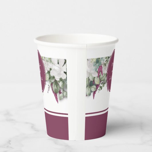 Gardenia/Snapdragon Wedding Paars Paper Cup Papieren Bekers (Rechts)