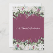 Gardenia/Snapdragon Wedding Paarse Invite Kaart (Achterkant)