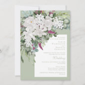 Gardenia/Snapdragon Wedding Sage Invite Kaart (Voorkant)