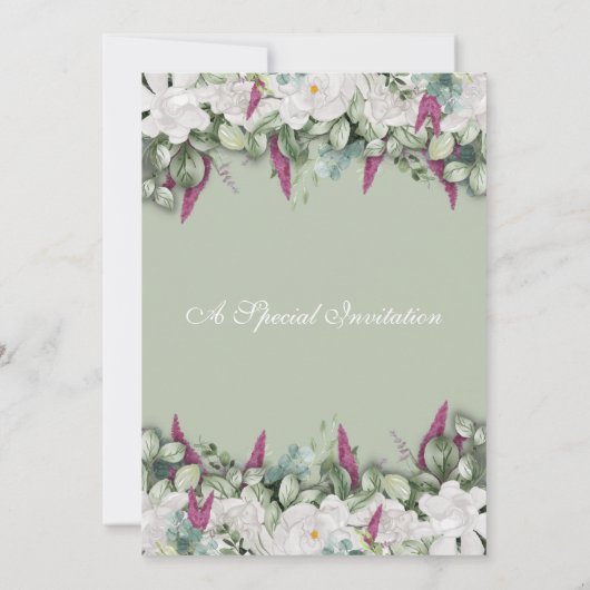 Gardenia/Snapdragon Wedding Sage Invite Kaart (Achterkant)