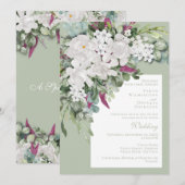 Gardenia/Snapdragon Wedding Sage Invite Kaart (Voorkant / Achterkant)
