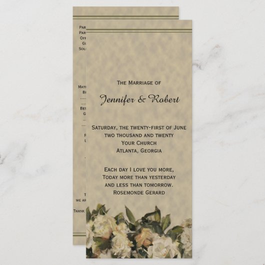  Gardenia Wedding Programma Programmakaart (Voorkant / Achterkant)