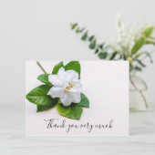 Gardenia witte bloem op houten achtergrond bedankkaart (Staand voorkant)
