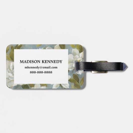 Gardenias op Slate Blue Bagagelabel (Achterkant horizontaal)