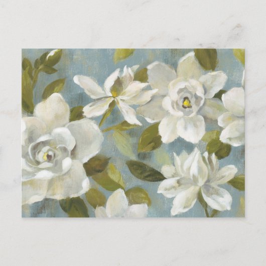 Gardenias op Slate Blue Briefkaart (Voorkant)