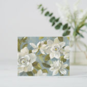 Gardenias op Slate Blue Briefkaart (Staand voorkant)