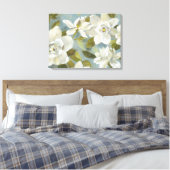 Gardenias op Slate Blue Canvas Afdruk (Insitu (Slaapkamer))