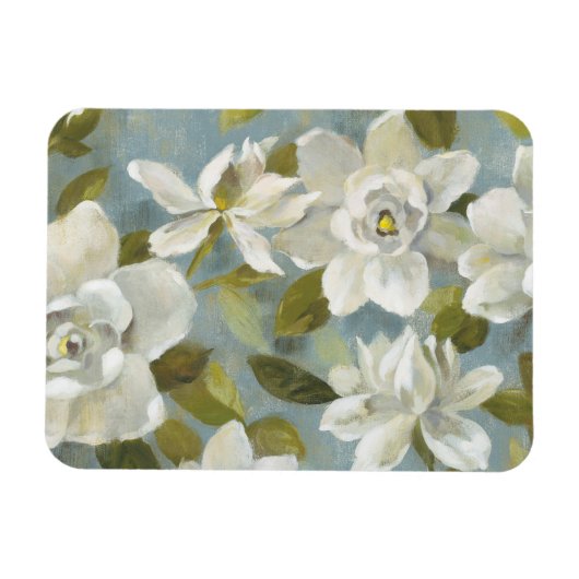 Gardenias op Slate Blue Magneet (Horizontaal)
