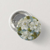 Gardenias op Slate Blue Ronde Button 3,2 Cm (Voorkant /achterkant)
