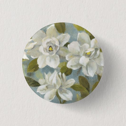 Gardenias op Slate Blue Ronde Button 3,2 Cm (Voorkant)