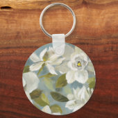 Gardenias op Slate Blue Sleutelhanger (Voorkant)
