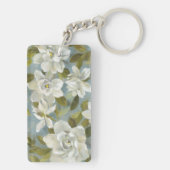 Gardenias op Slate Blue Sleutelhanger (achterkant)