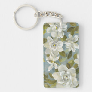 Gardenias op Slate Blue Sleutelhanger