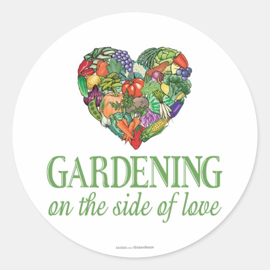 Gardening aan de zijkant van de liefde ronde sticker (Voorkant)