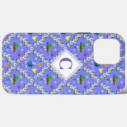 Gardening Blue Passionflower Monogram Case-Mate iPhone Case (Achterkant (horizontaal))