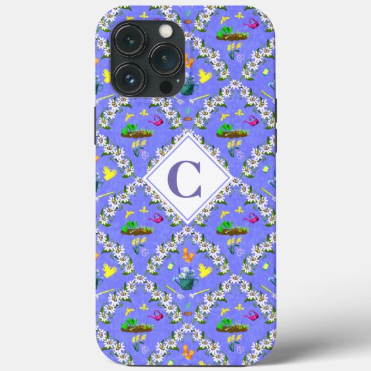 Gardening Blue Passionflower Monogram Case-Mate iPhone Case (Achterkant)