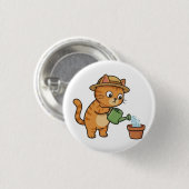 Gardening Cat Watering Plant Button (Voorkant /achterkant)