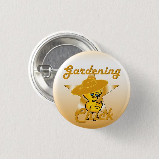 Gardening Chick #10 Ronde Button 3,2 Cm (Voorkant /achterkant)