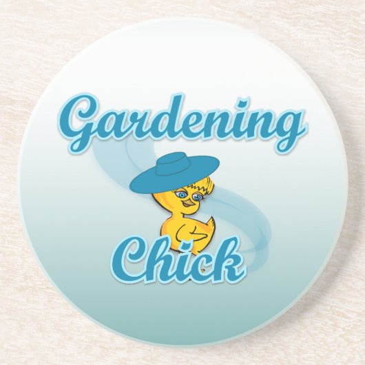 Gardening Chick #3 Zandsteen Onderzetter (Voorkant)
